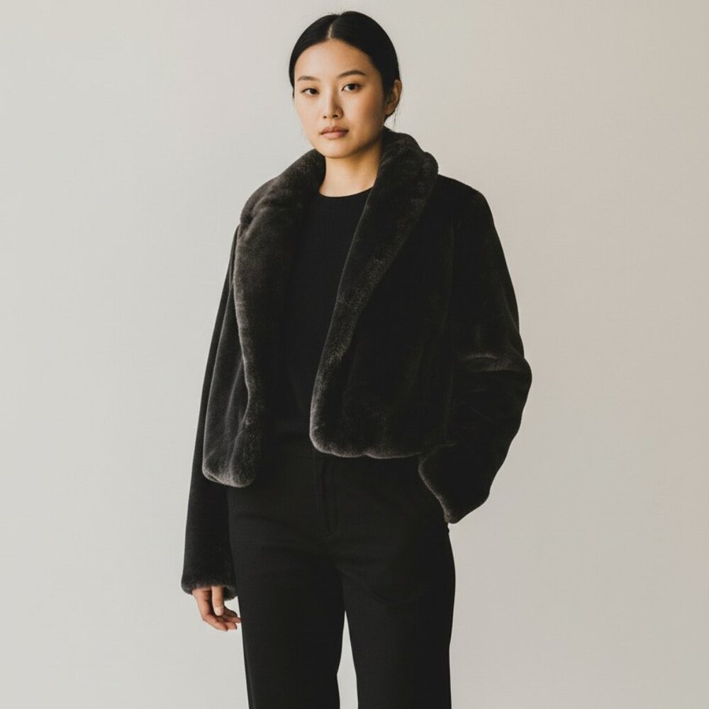 BLANK NYC Black Faux Fur Jacket